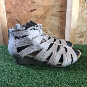 Earth Origins Harley Gladiator Lace Up Open Toe Wedge Sandals Shoes Women 8 Wide